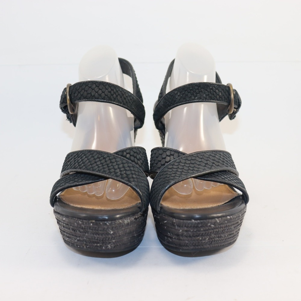 UGG Wedge Sandals 8 Black Womens Snakeskin Espadrille Platform